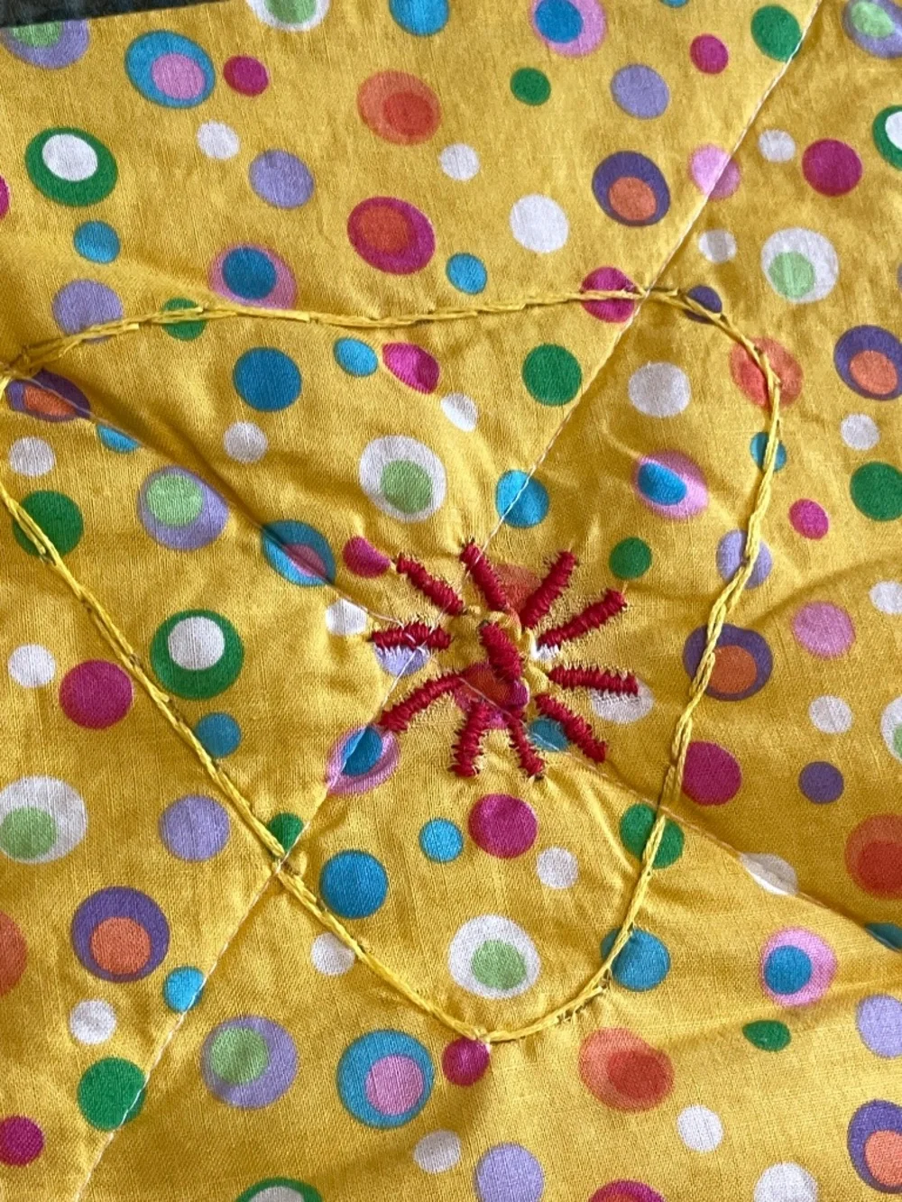 Handmade Quilt Whimsical Colorful Hand Embroidered Lap Child